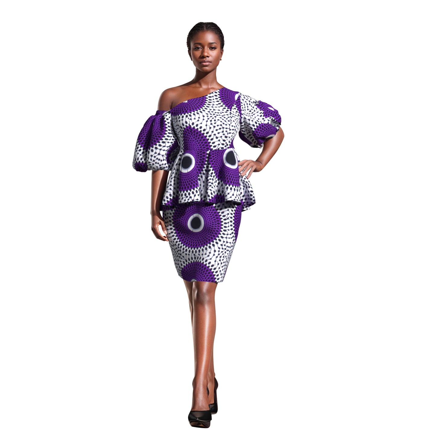 Slimming African Print Asymmetrical Neck Mini Skirt Two-Piece