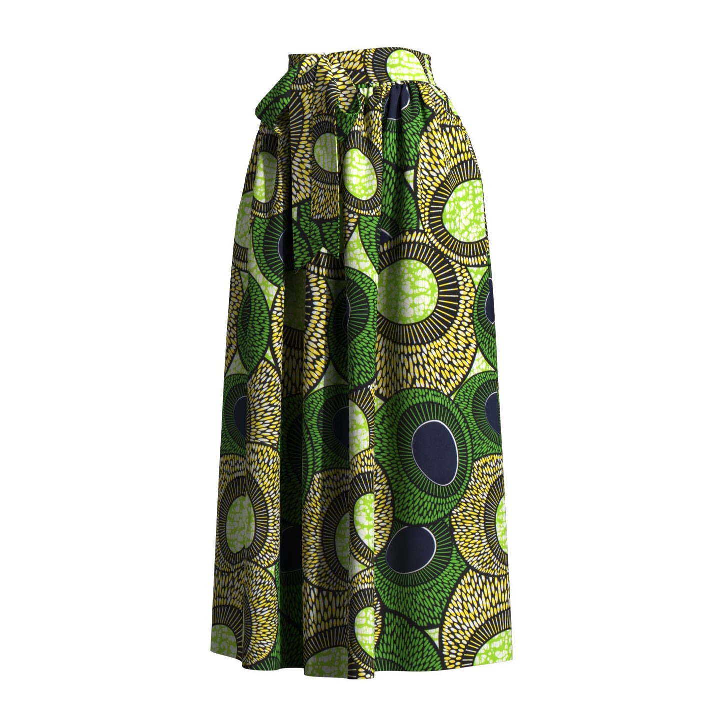 African Print Elastic Waist A-Line Skirt with Matching Belt