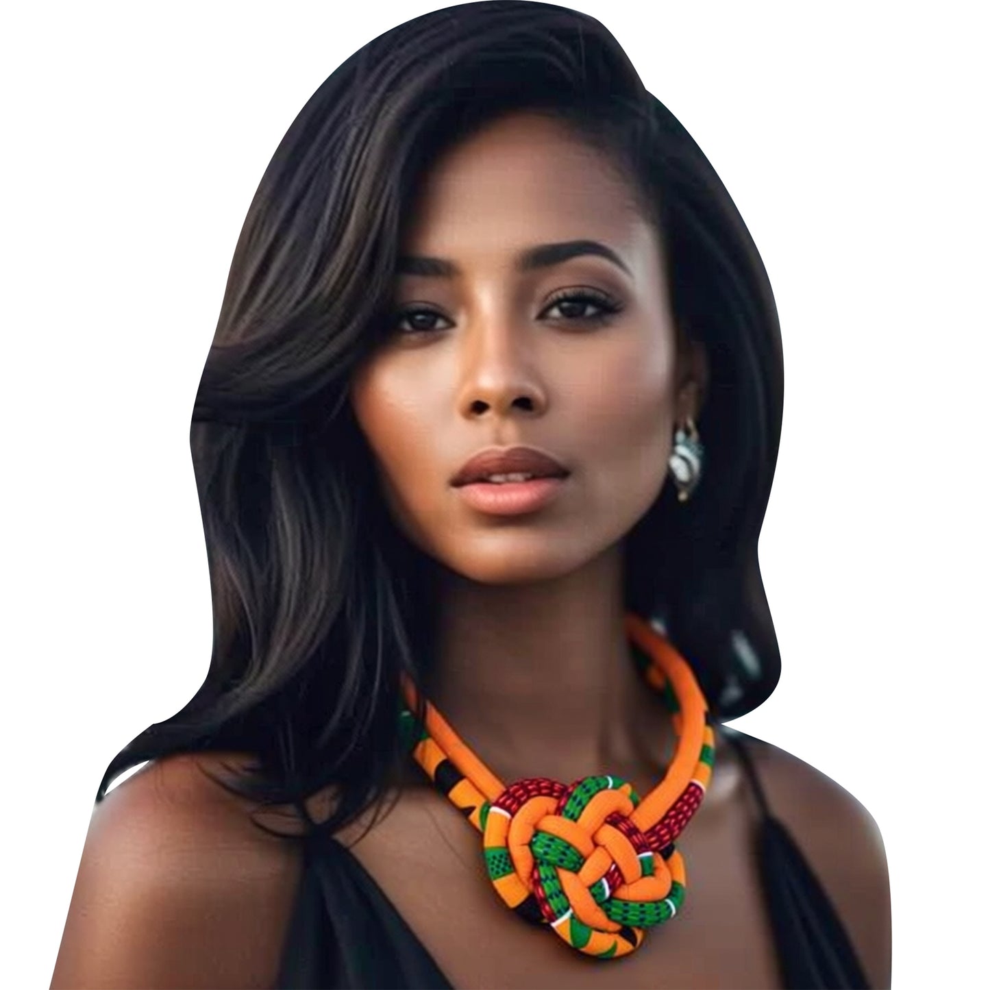 Colorful Tribal Pattern Hand Braided Fabric Knot Necklace Women Wedding Party Accessories