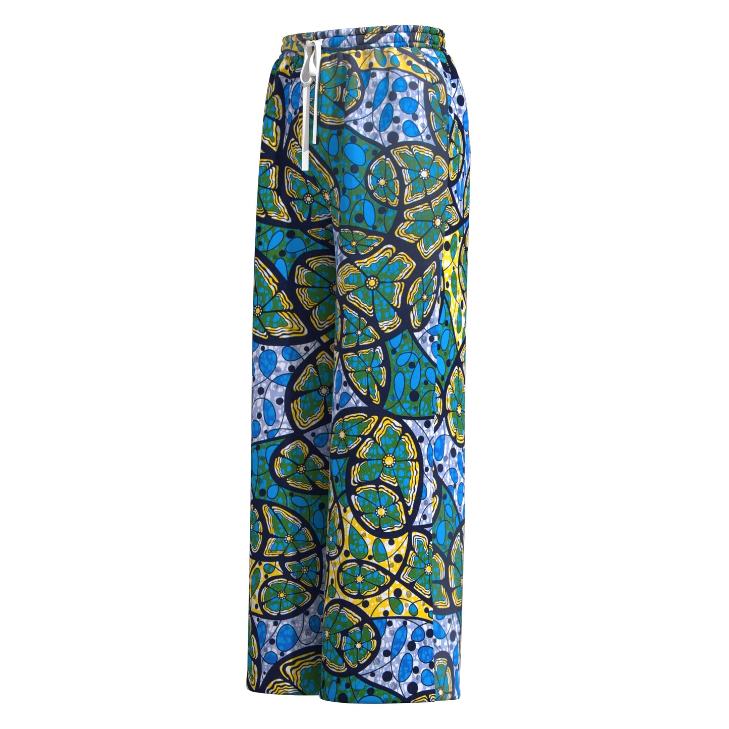 African Print Drawstring Waist Wide Leg Pants
