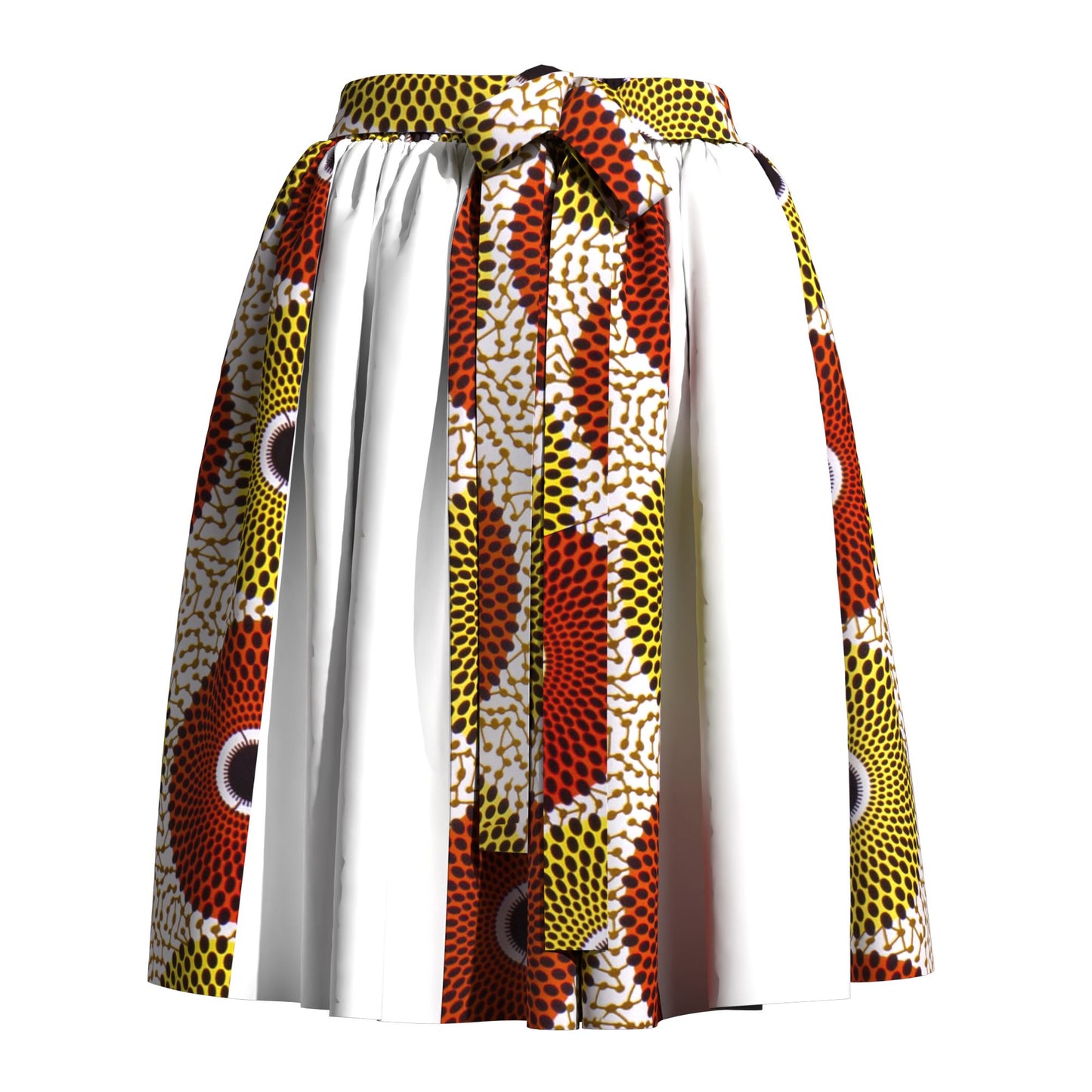 Versatile African Print Color Block Flared Skirt