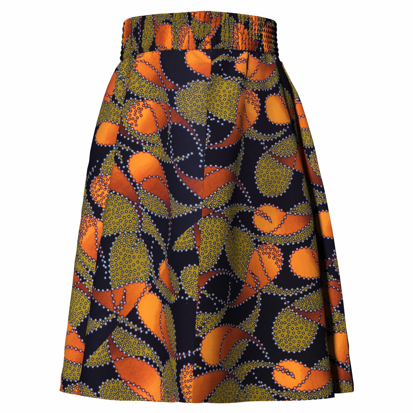 African Print High Waist Swing Skirt with Elastic Waistband