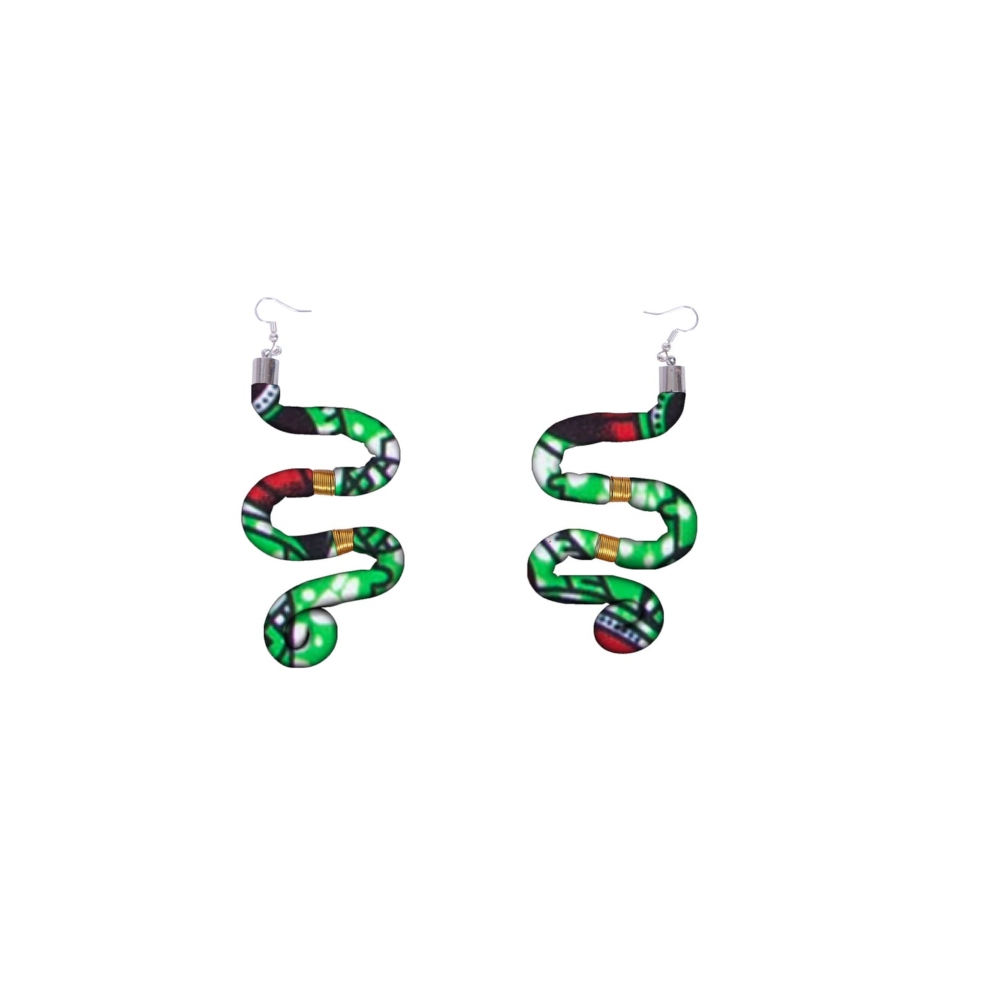 African Women Ankara Print Coiled Rope Statement Earrings Accessories