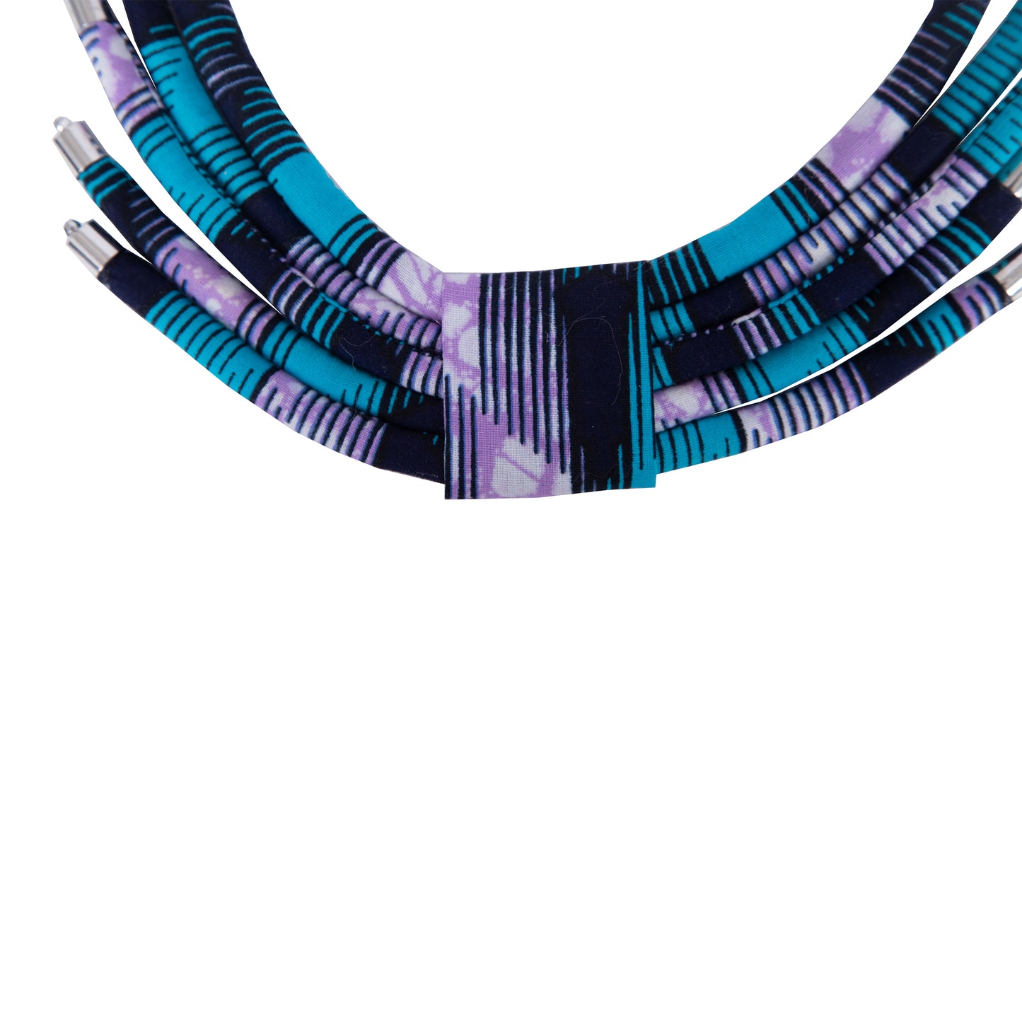 African Stripe Printed Fabric Necklace & Teardrop Earring Matching Jewelry Set Statement Fashion Accessories
