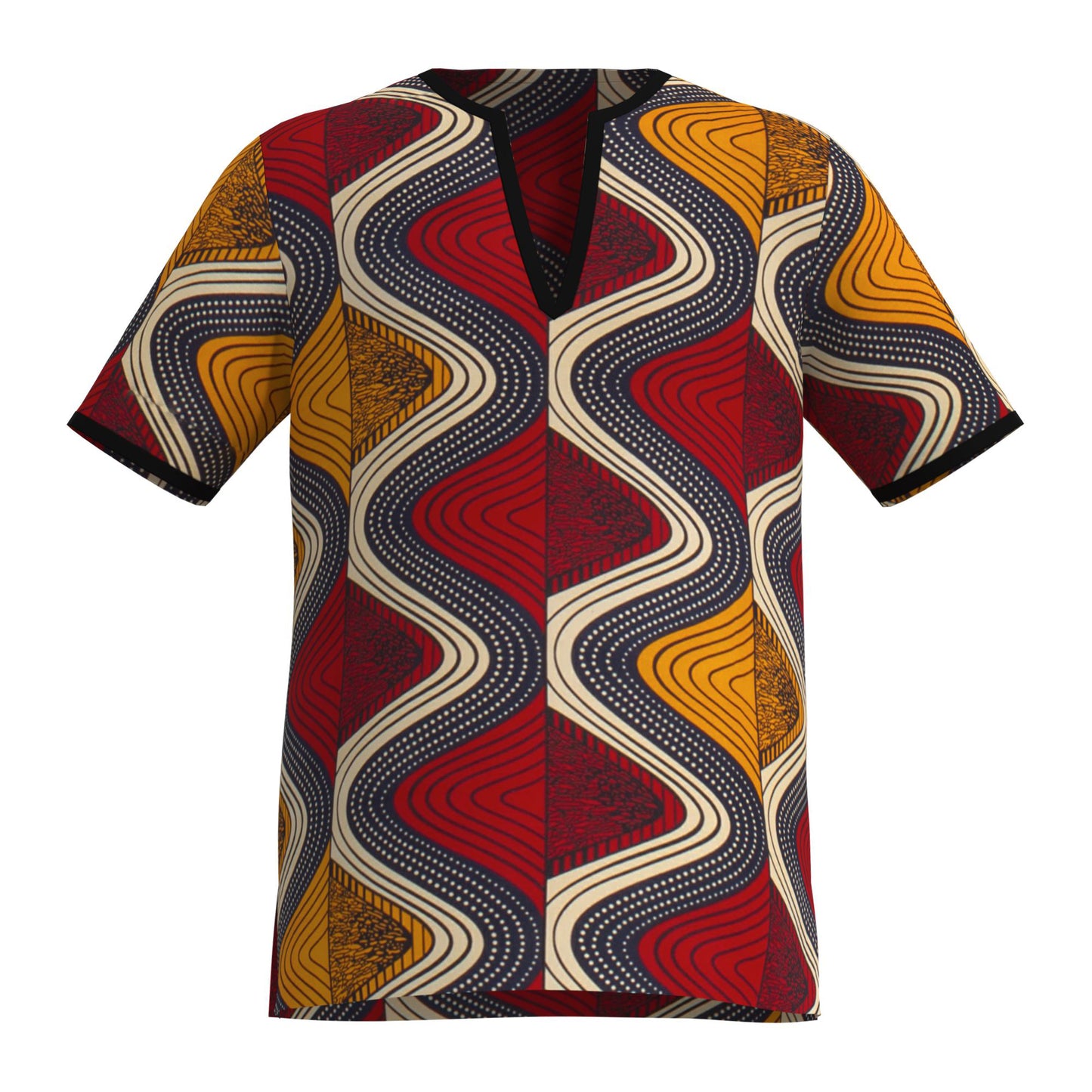 Versatile African Print Split Neck T-Shirt for Men