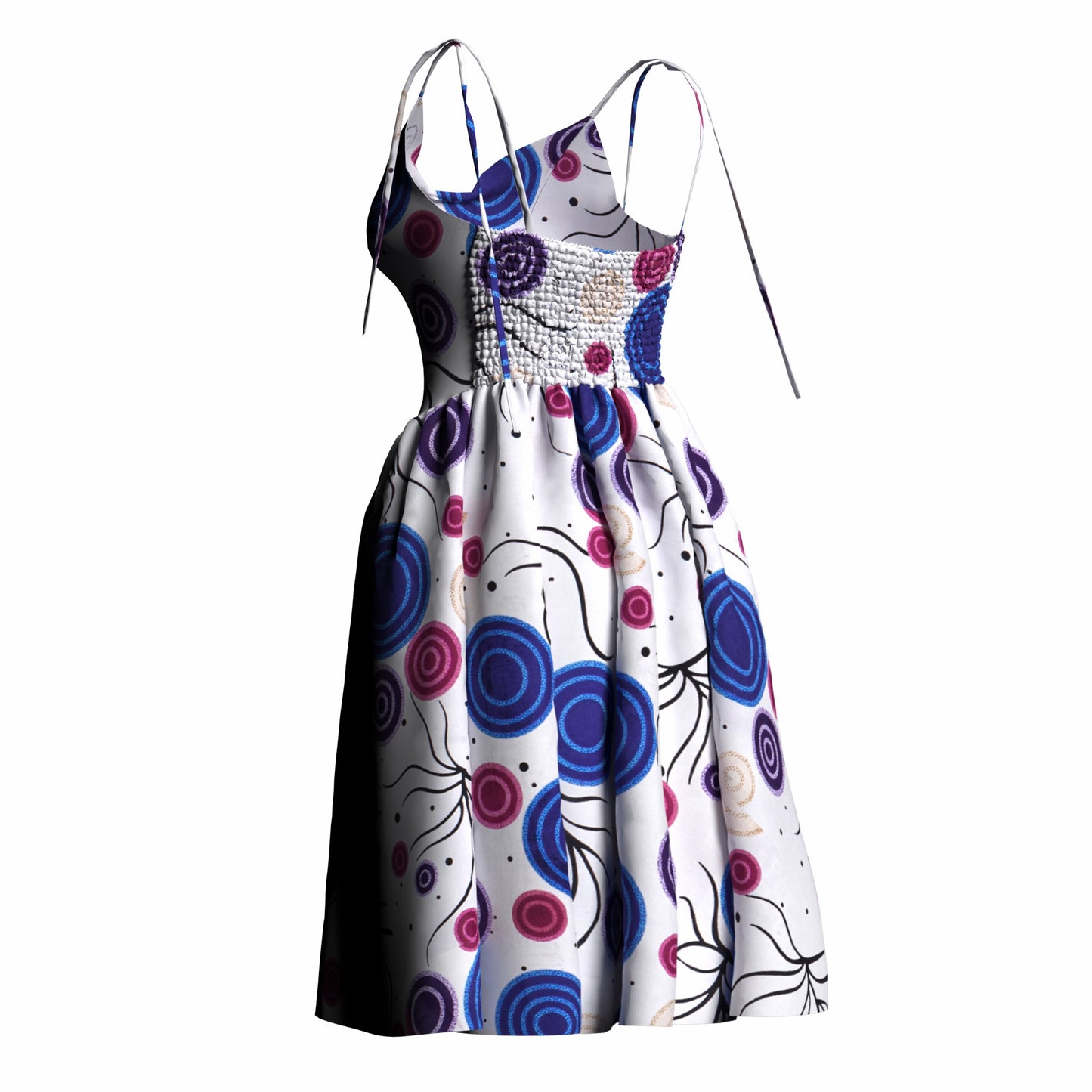 African Print Versatile Tie Strap Casual Dress
