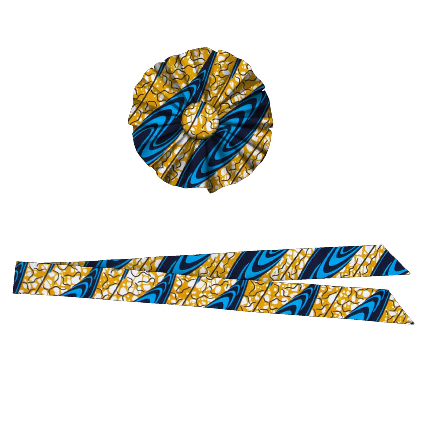Fashion African Women All Over Print Waist Belt & Decor Brooch Coordinated Fashion Accessories Set