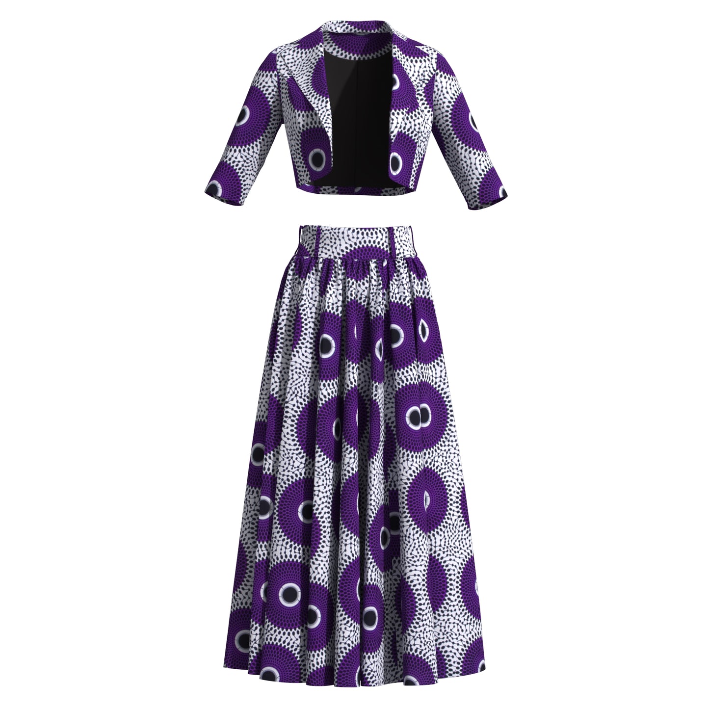 Ankara African Print Two-Piece Blazer & High Waist Maxi Skirt Set