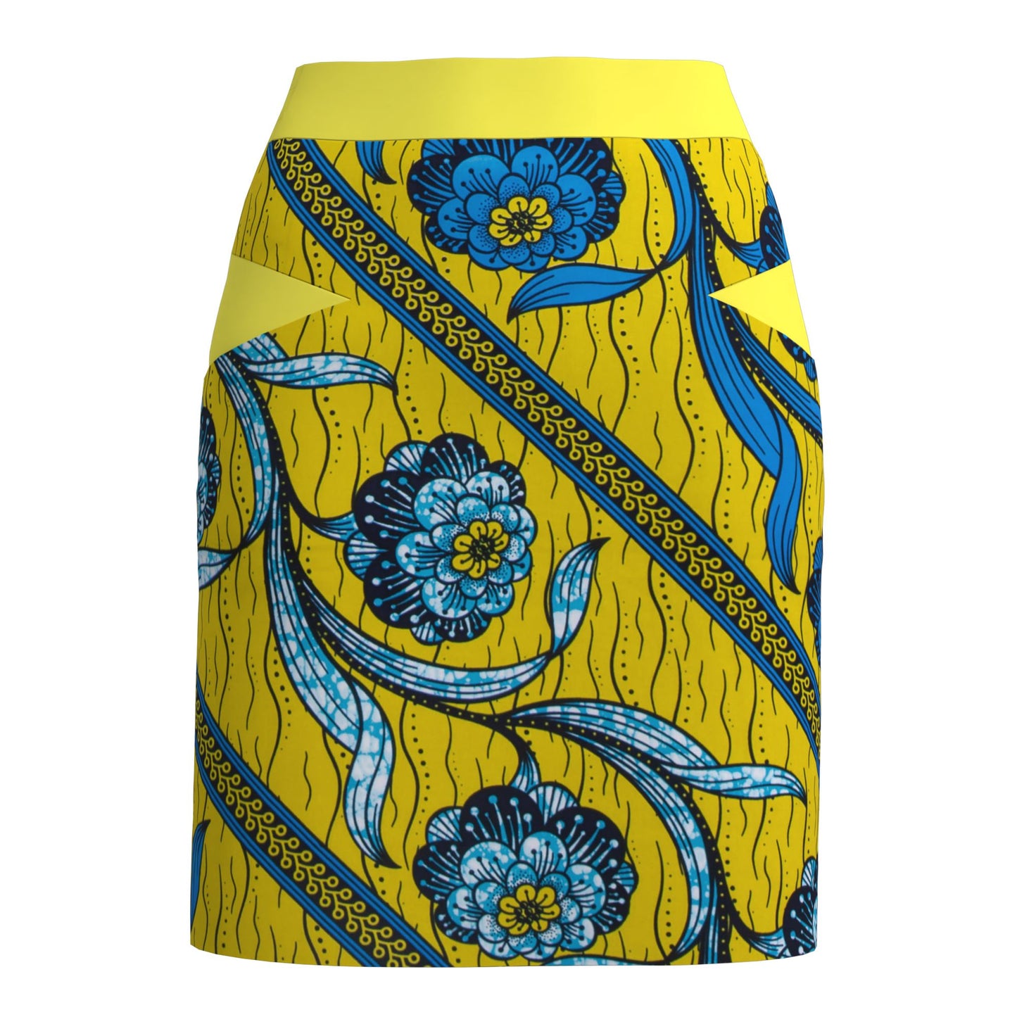 African Women Traditional African Floral Wax Print Slim Fitting Midi Skirt