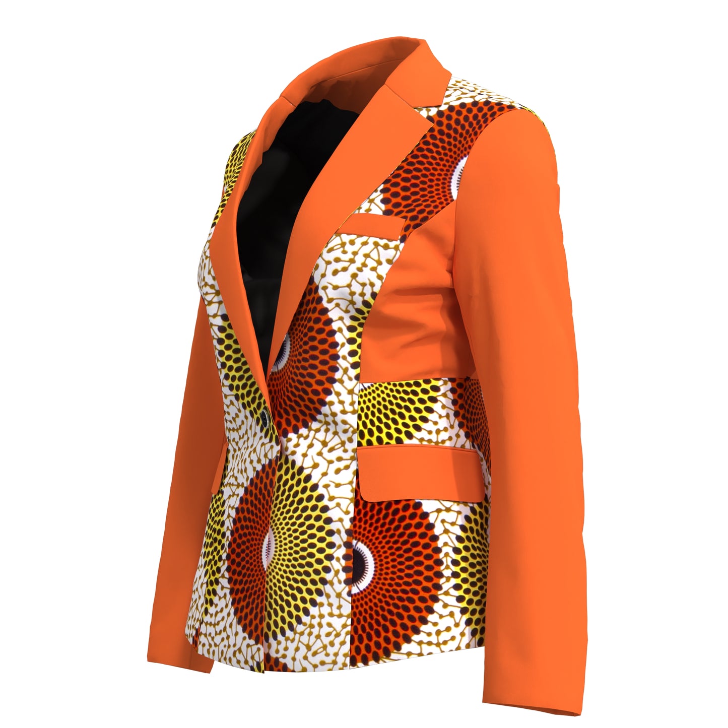 African Print Patchwork Slim Fit One Button Women Blazer Jacket