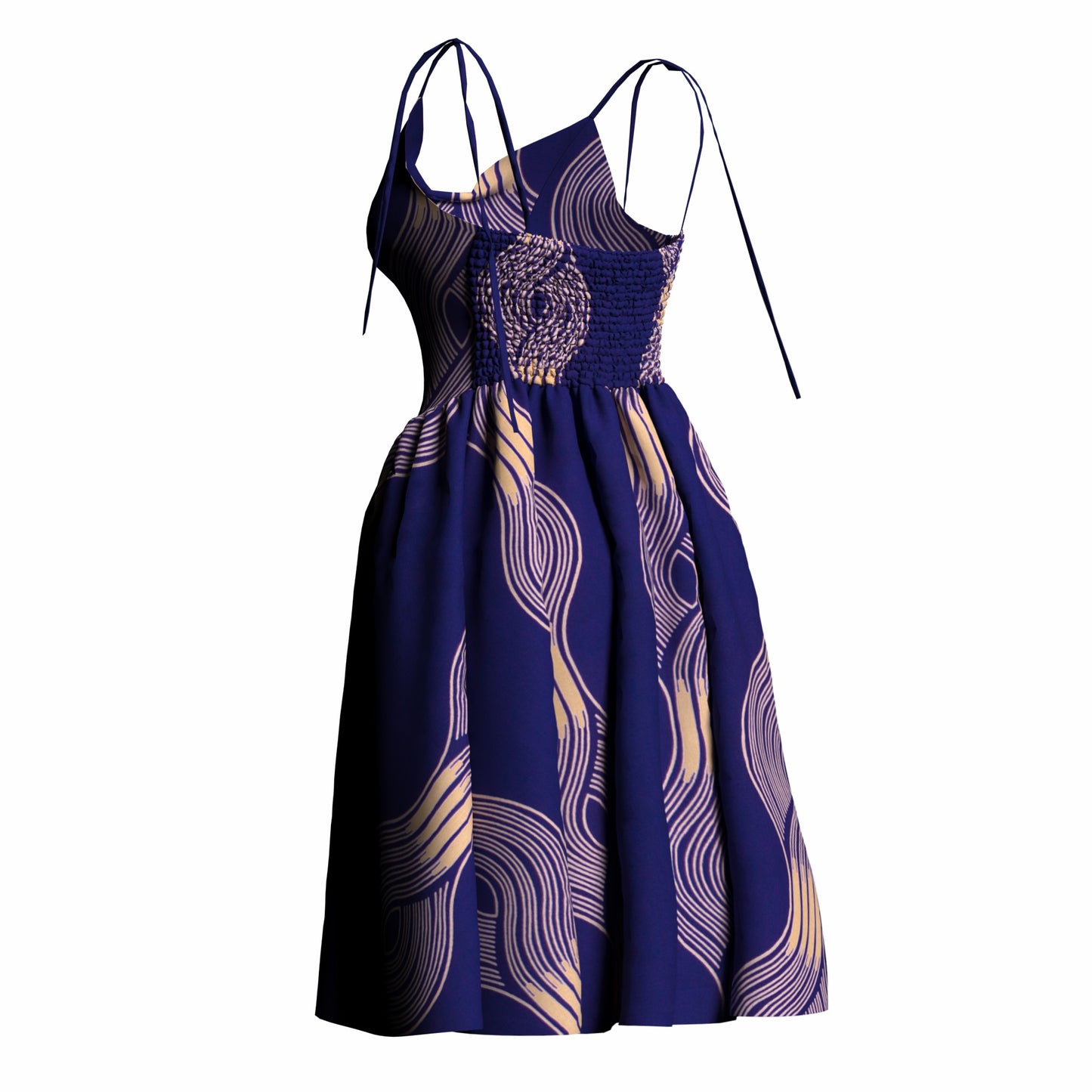 African Print Versatile Tie Strap Casual Dress