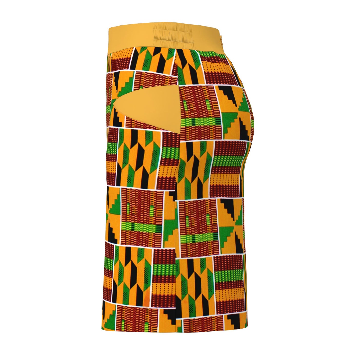 African Women Traditional African Floral Wax Print Slim Fitting Midi Skirt