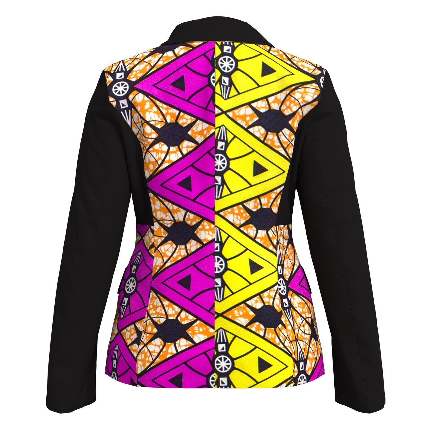 African Print Patchwork Slim Fit One Button Women Blazer Jacket