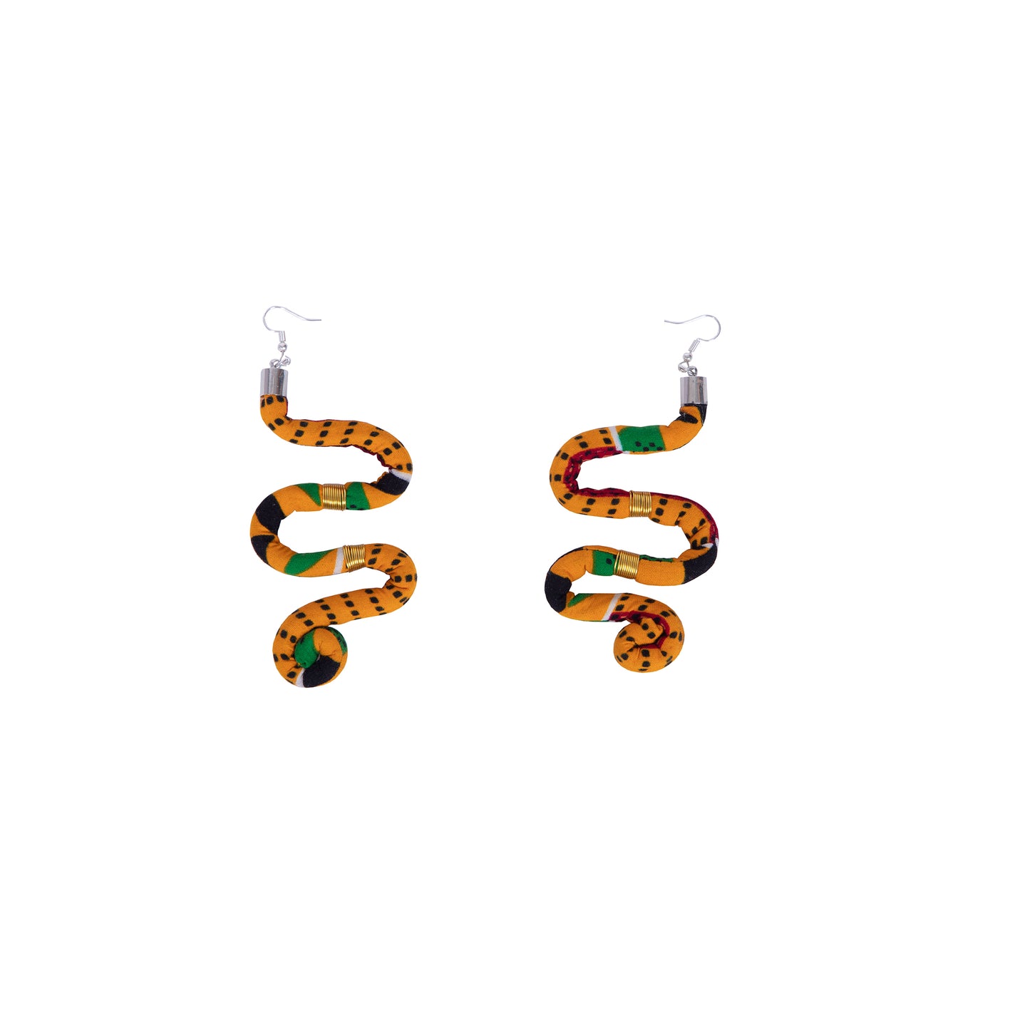 African Women Ankara Print Coiled Rope Statement Earrings Accessories
