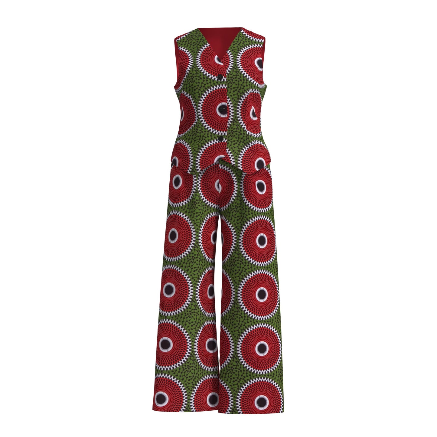Ankara Print Sleeveless Vest & High Waist Pants Se