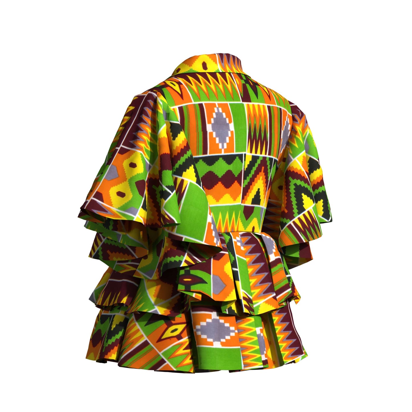 Colorful African Wax Print Flattering Peplum Blouse