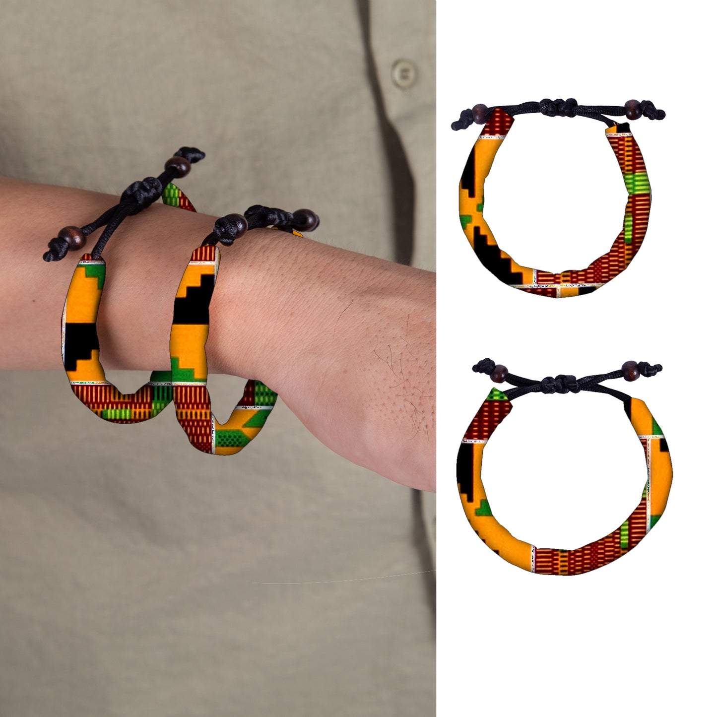 Unique African Print String Bracelet, Best African Women Handmade Accessories