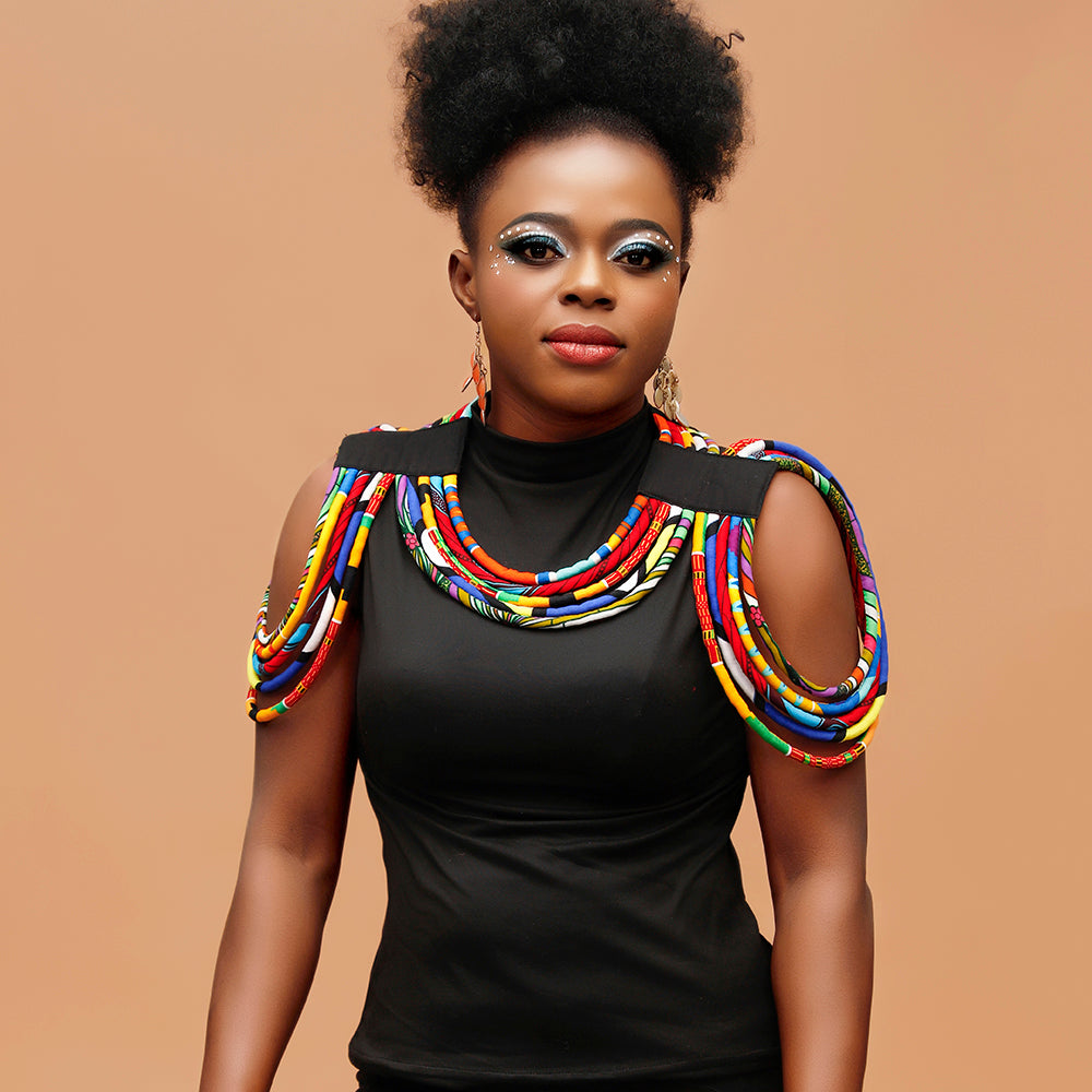 African Women Wax Print Shoulder Sculpting Statement Accessories