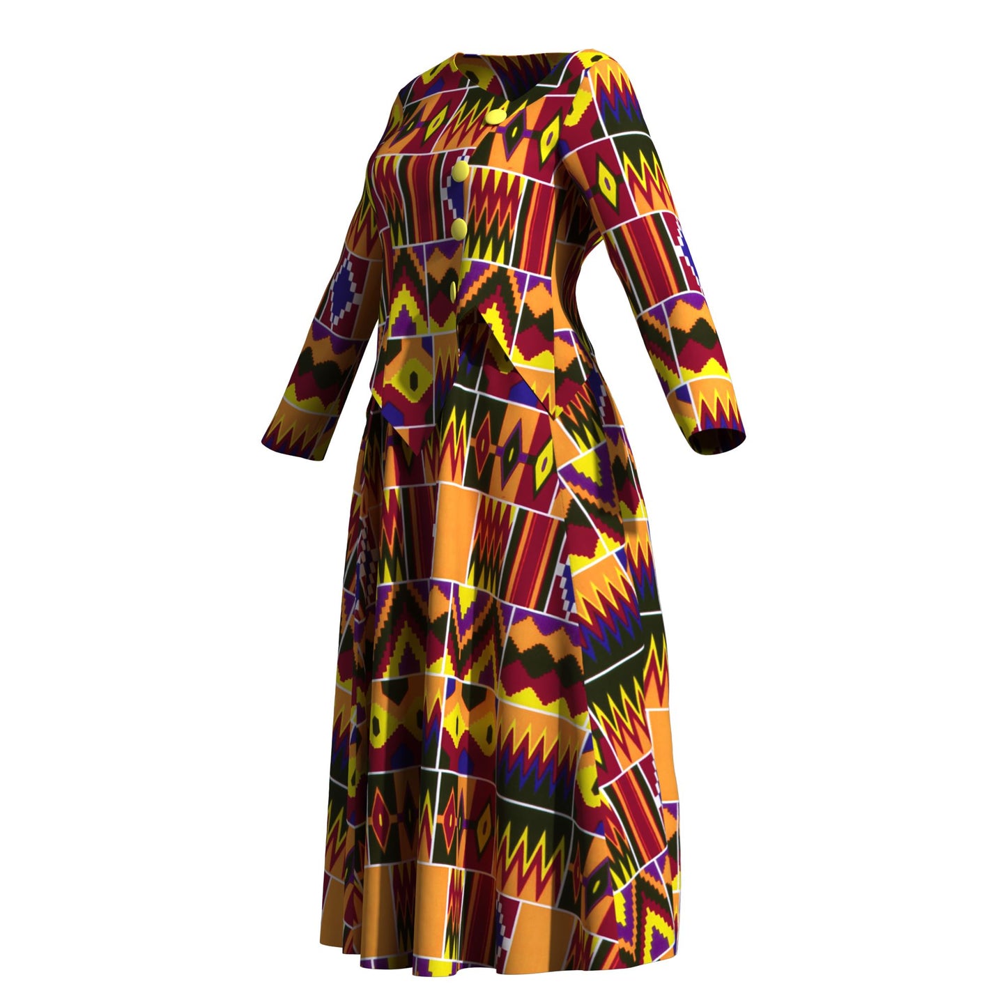 African Apparel Ankara Wax Print Asymmetric Hem Wrap Top & Maxi Skirt Se