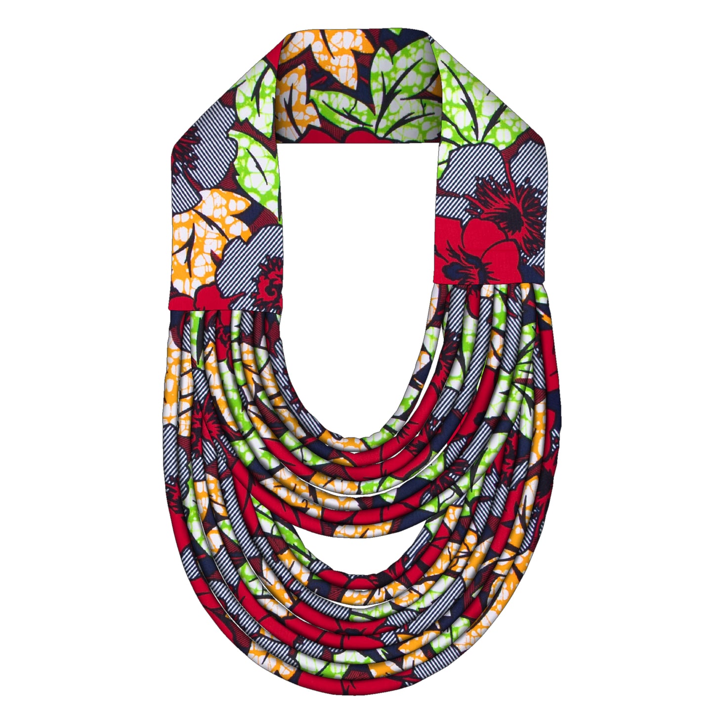 African Women Handmade Multi Loop Kente Fabric Necklace Daily Church Fashion Accessories