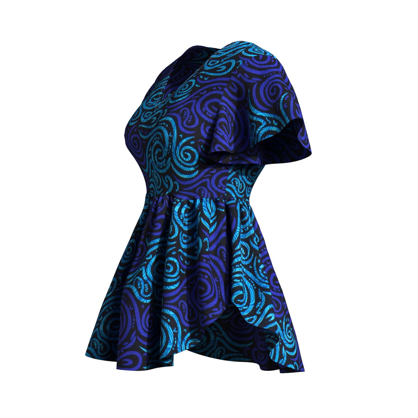 African Print V Neck Irregular Hem Fashion Women Peplum Top
