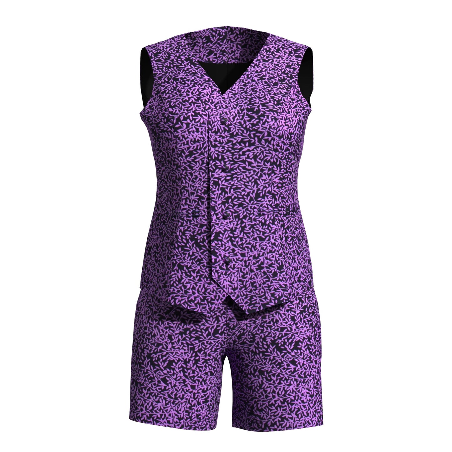 African Print Sleeveless Blazer and Shorts Co-Ord Set