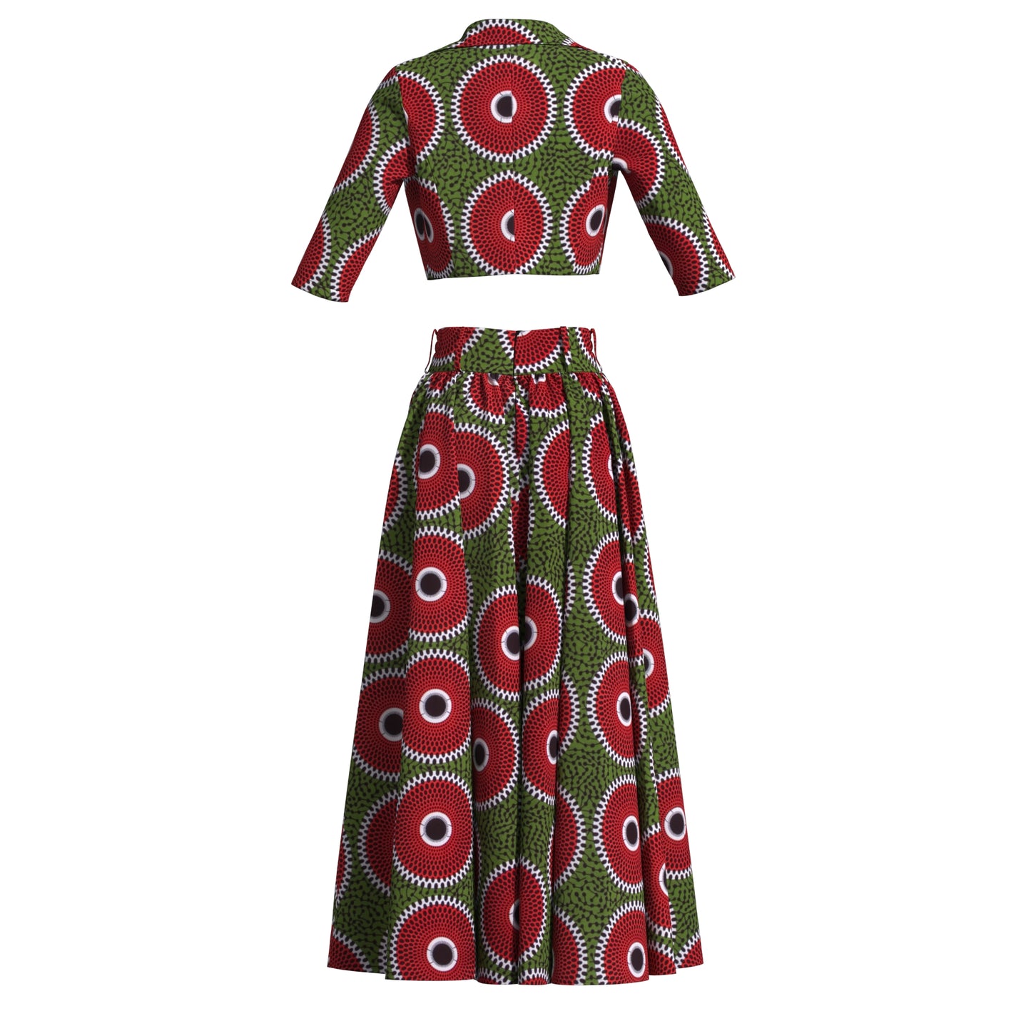 Ankara African Print Two-Piece Blazer & High Waist Maxi Skirt Set