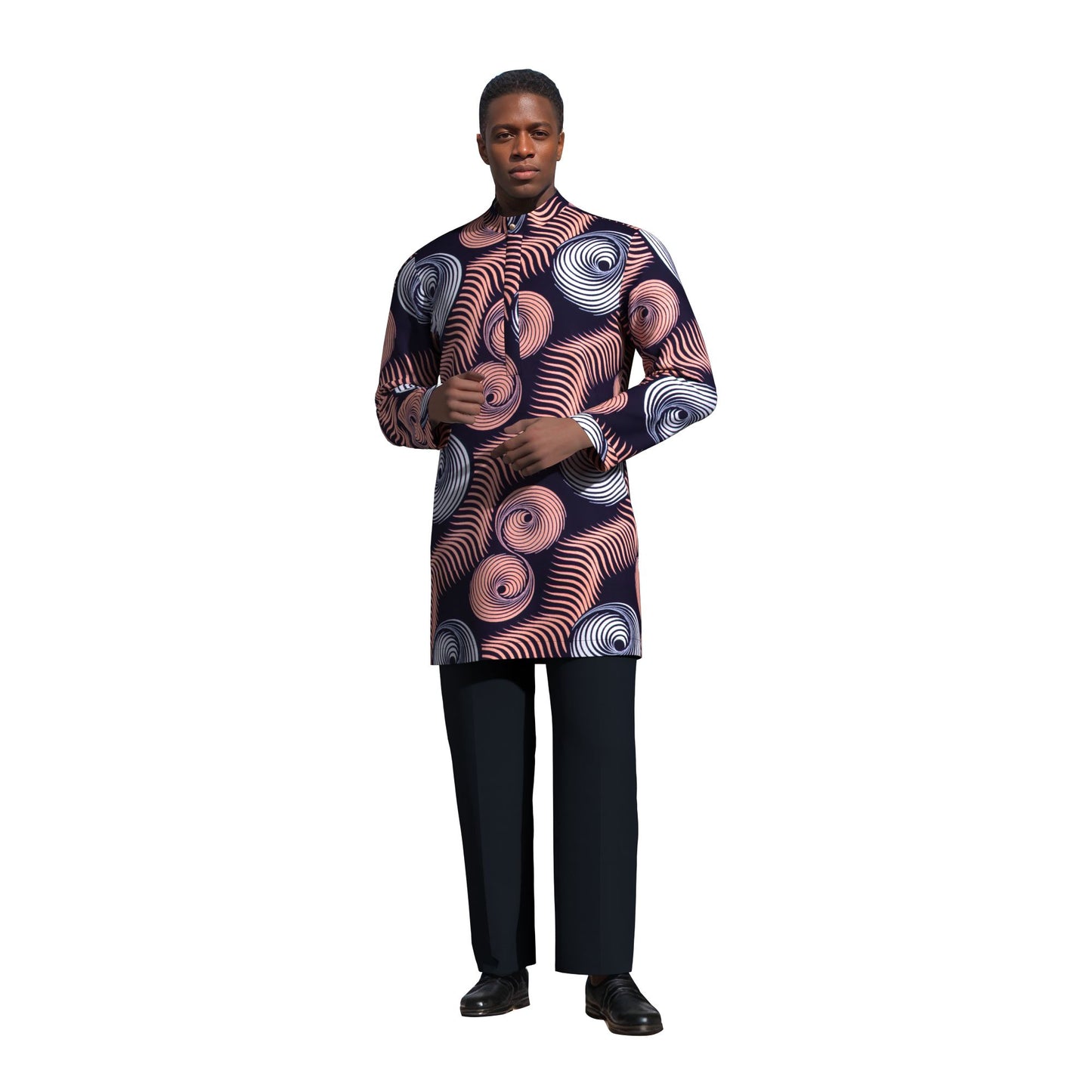 Modern African Print Men’s Business Casual Tunic Top