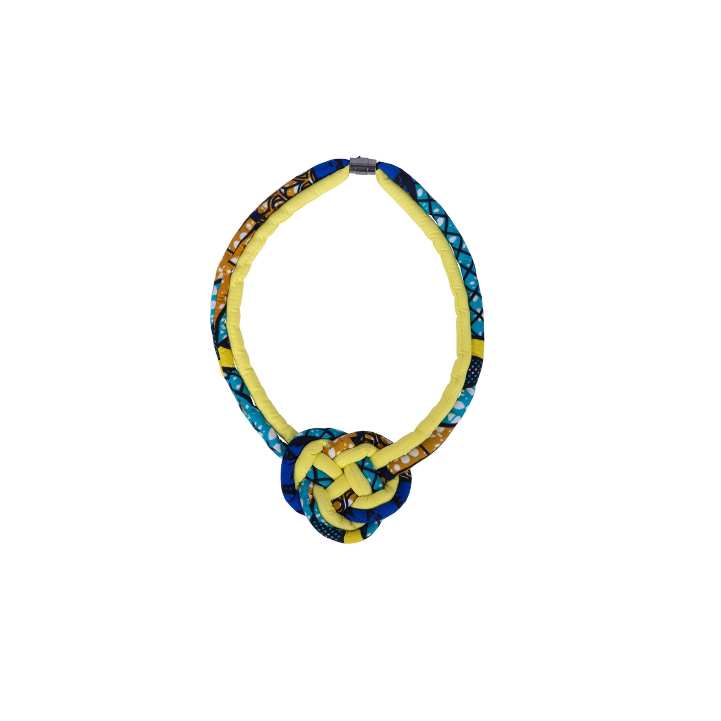 Colorful Tribal Pattern Hand Braided Fabric Knot Necklace Women Wedding Party Accessories