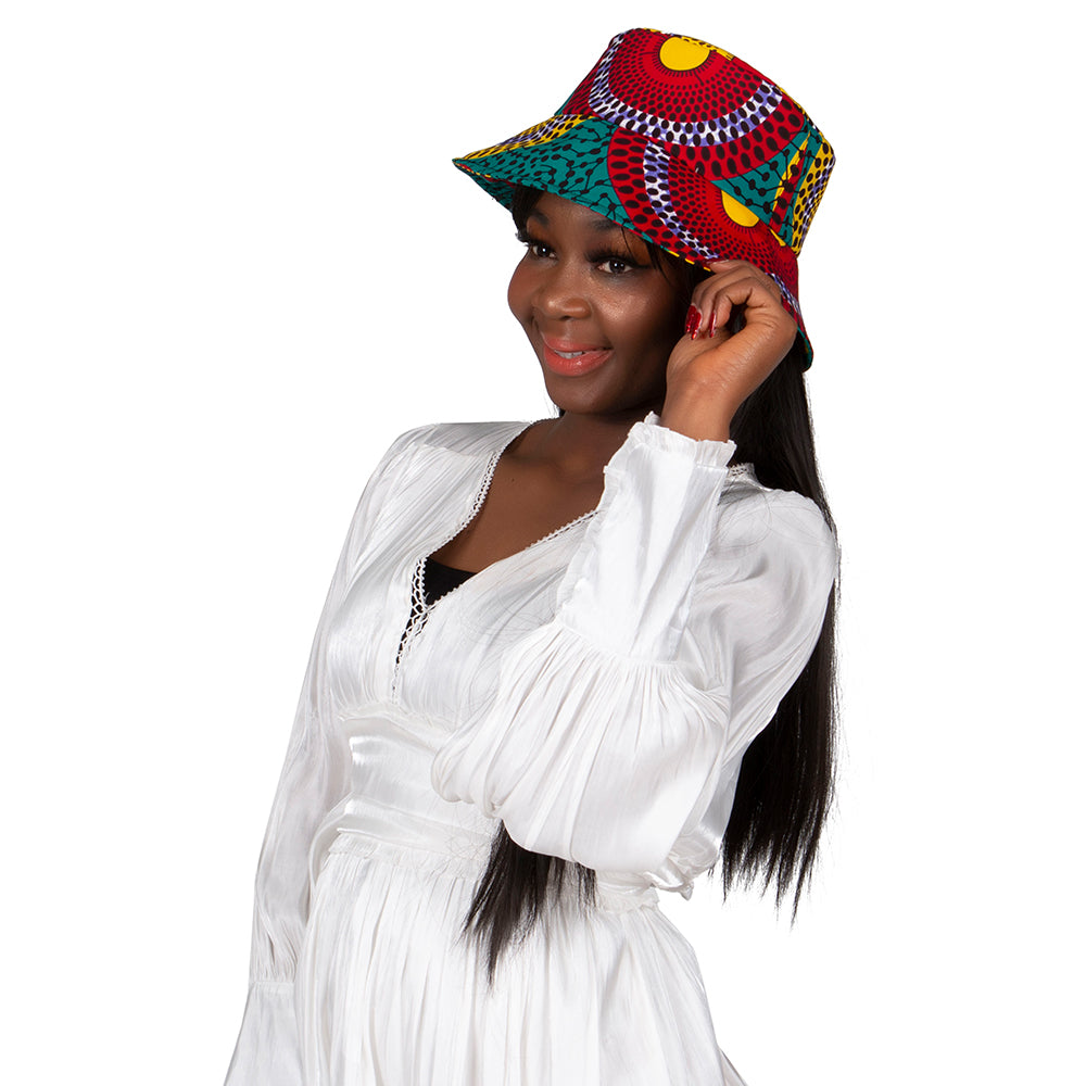 African Women’s Ankara Print Sun Bucket Hat – Vibrant Head Accessories