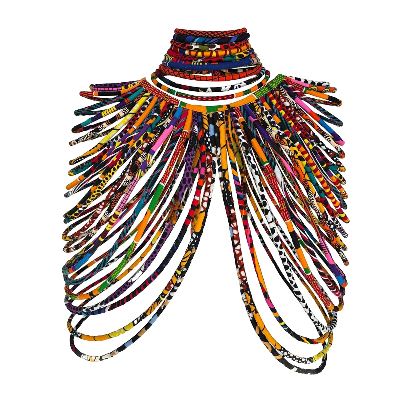 Handcrafted African Wax Print Rope Necklace & Capelet Set