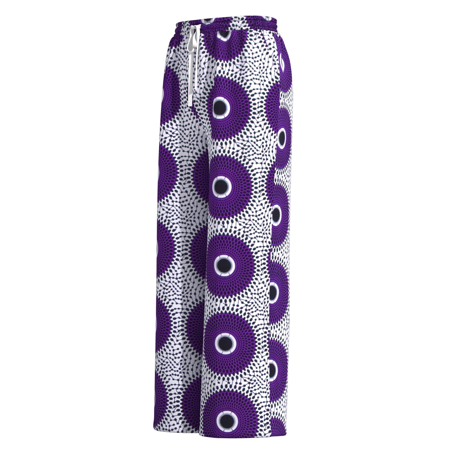 African Print Drawstring Waist Wide Leg Pants
