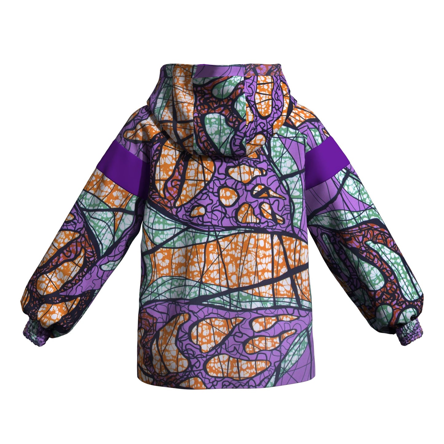 Afrocentric Zip-Up Hoodie with Color Block Accen
