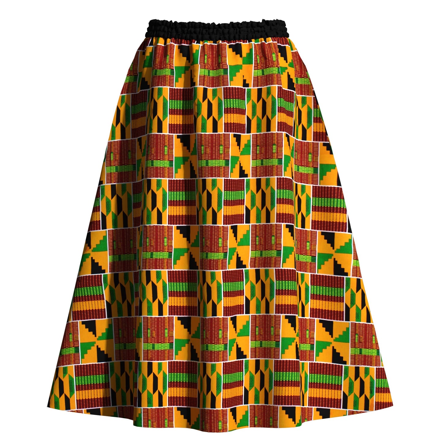 African Classic Print Comfort Elastic Waist Long Skirt