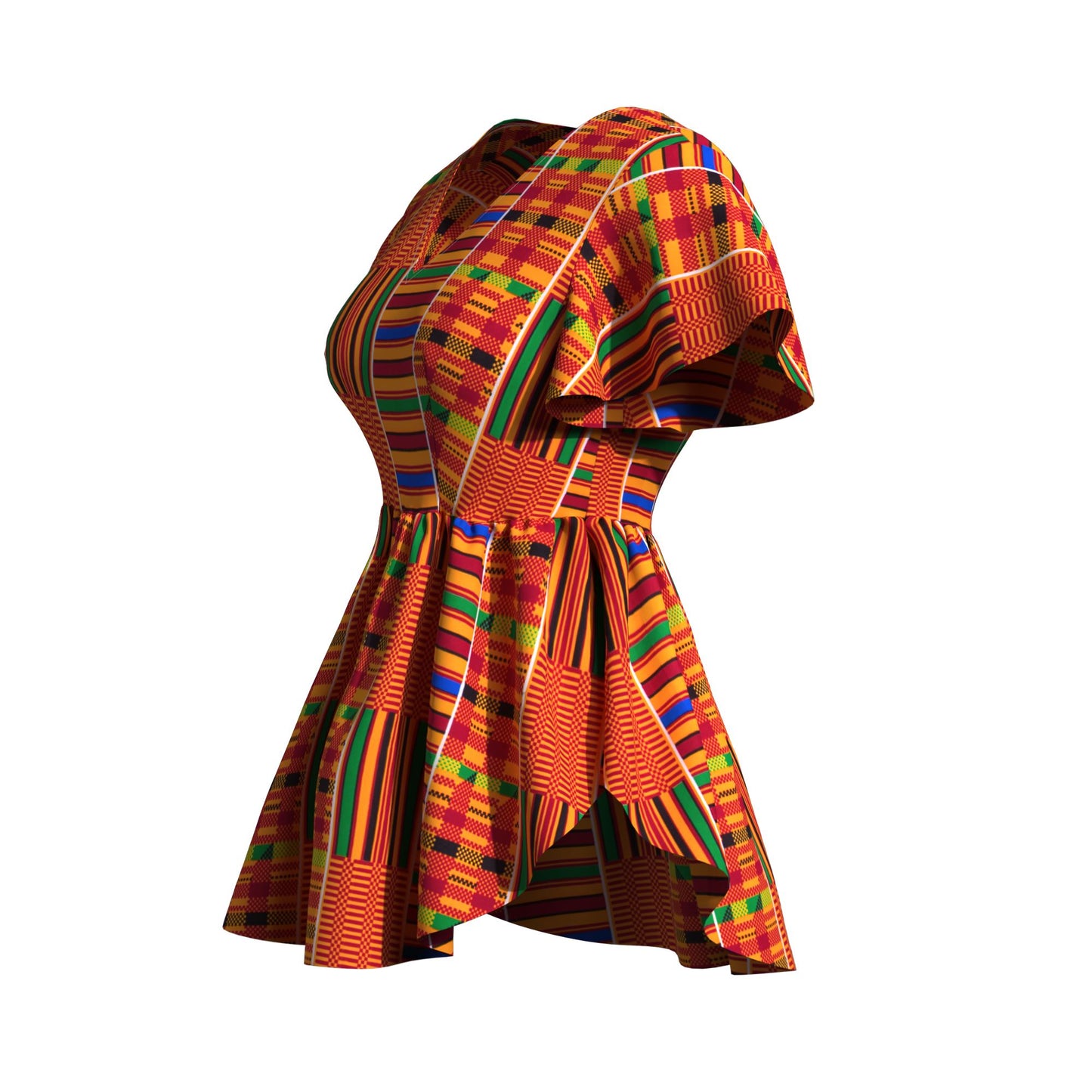 African Print V Neck Irregular Hem Fashion Women Peplum Top