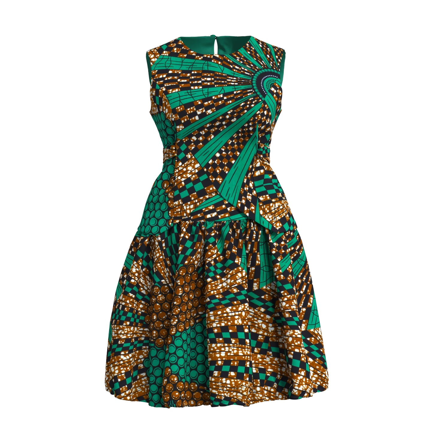 African Print Tie-Back Sleeveless Top & High Waist Skirt Set