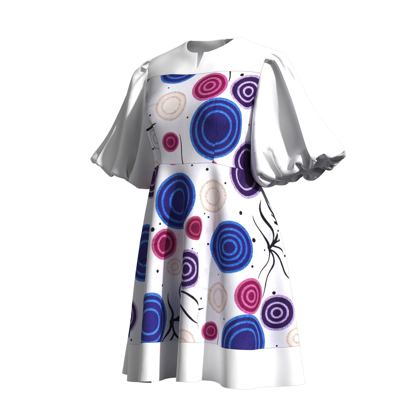 High Waist African Ankara Print Color Block Dress