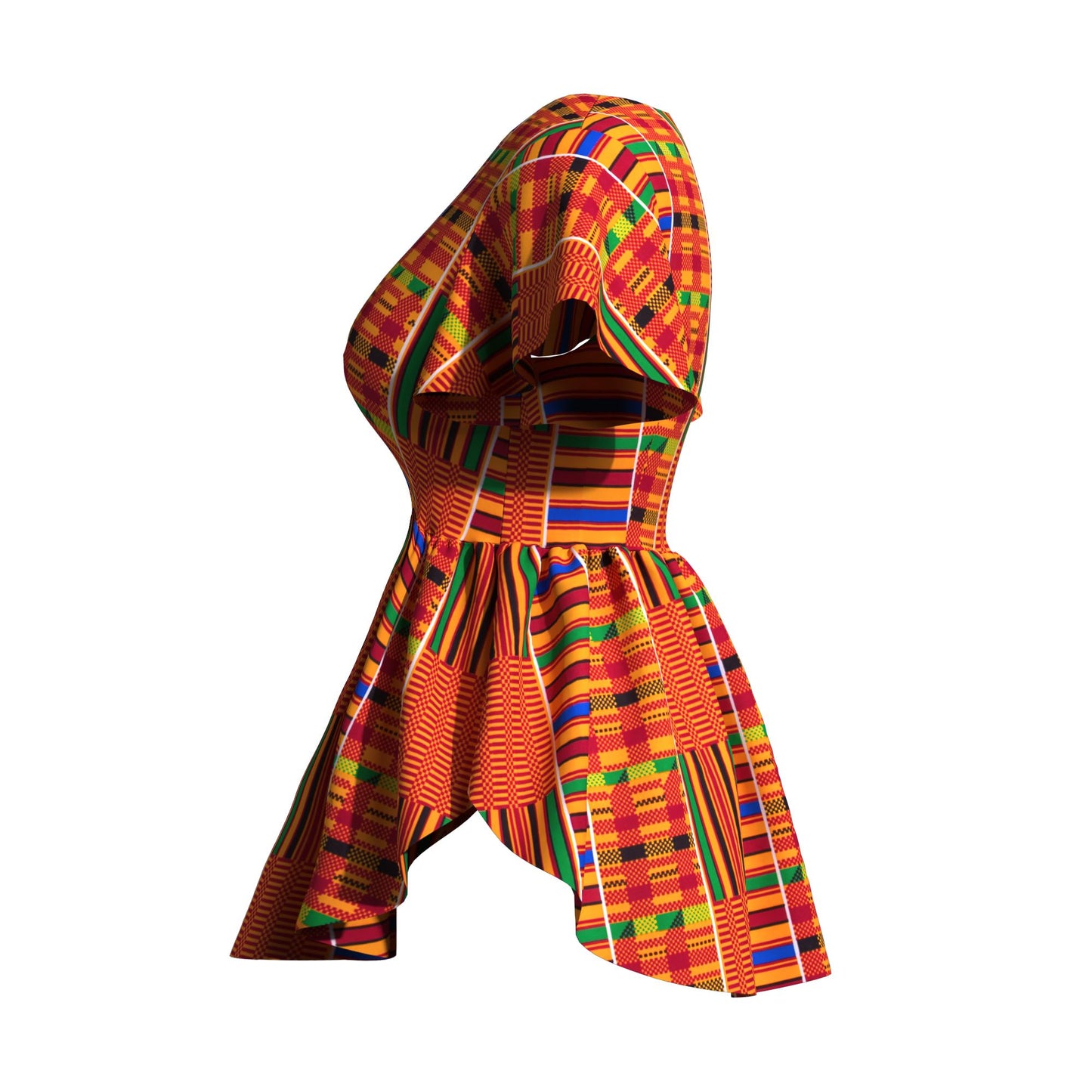 African Print V Neck Irregular Hem Fashion Women Peplum Top
