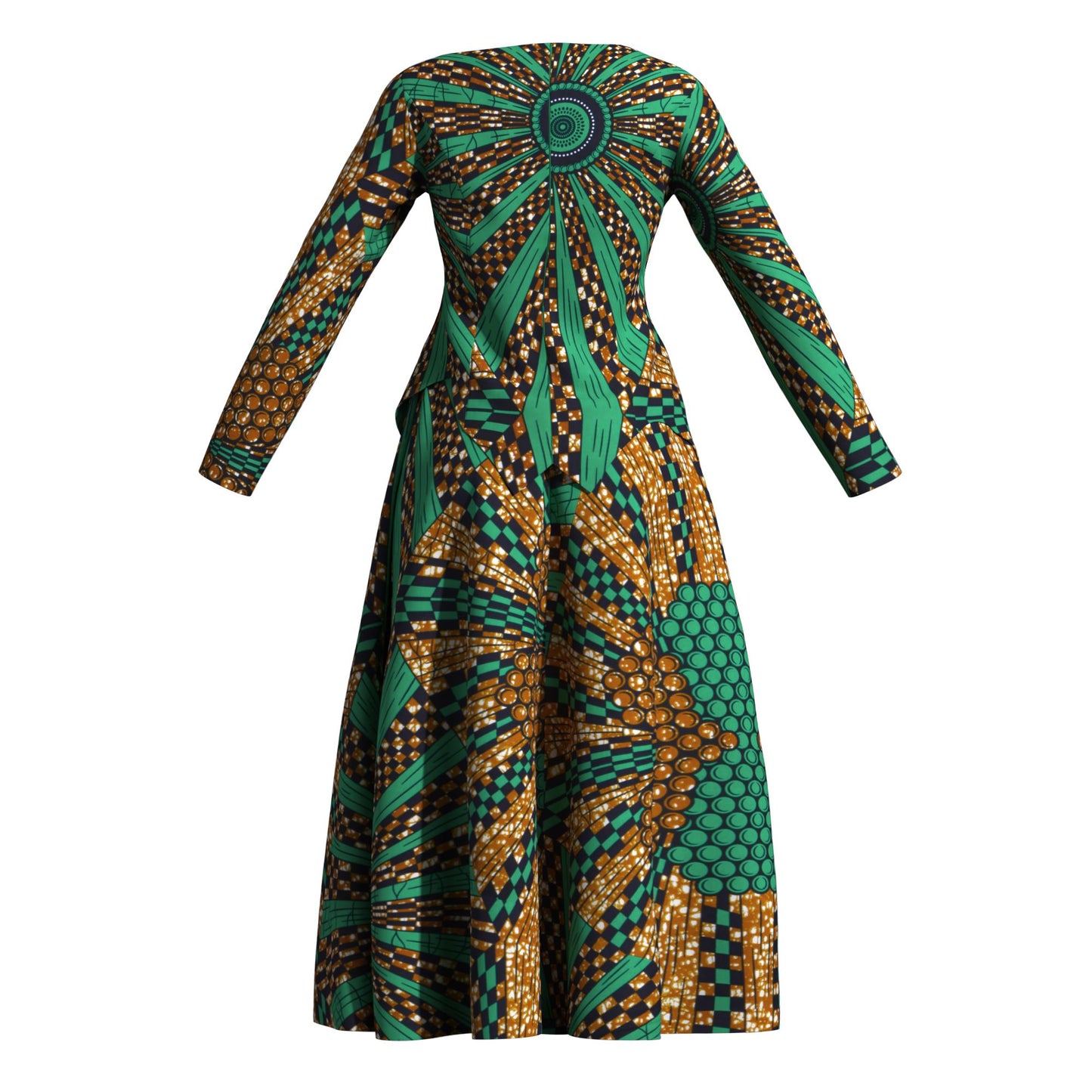 African Apparel Ankara Wax Print Asymmetric Hem Wrap Top & Maxi Skirt Se