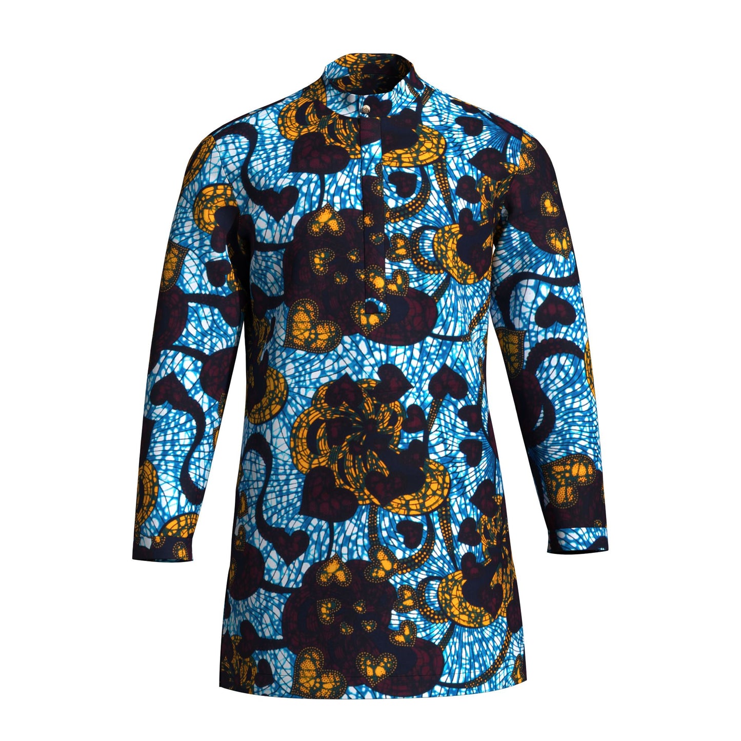 Modern African Print Men’s Business Casual Tunic Top