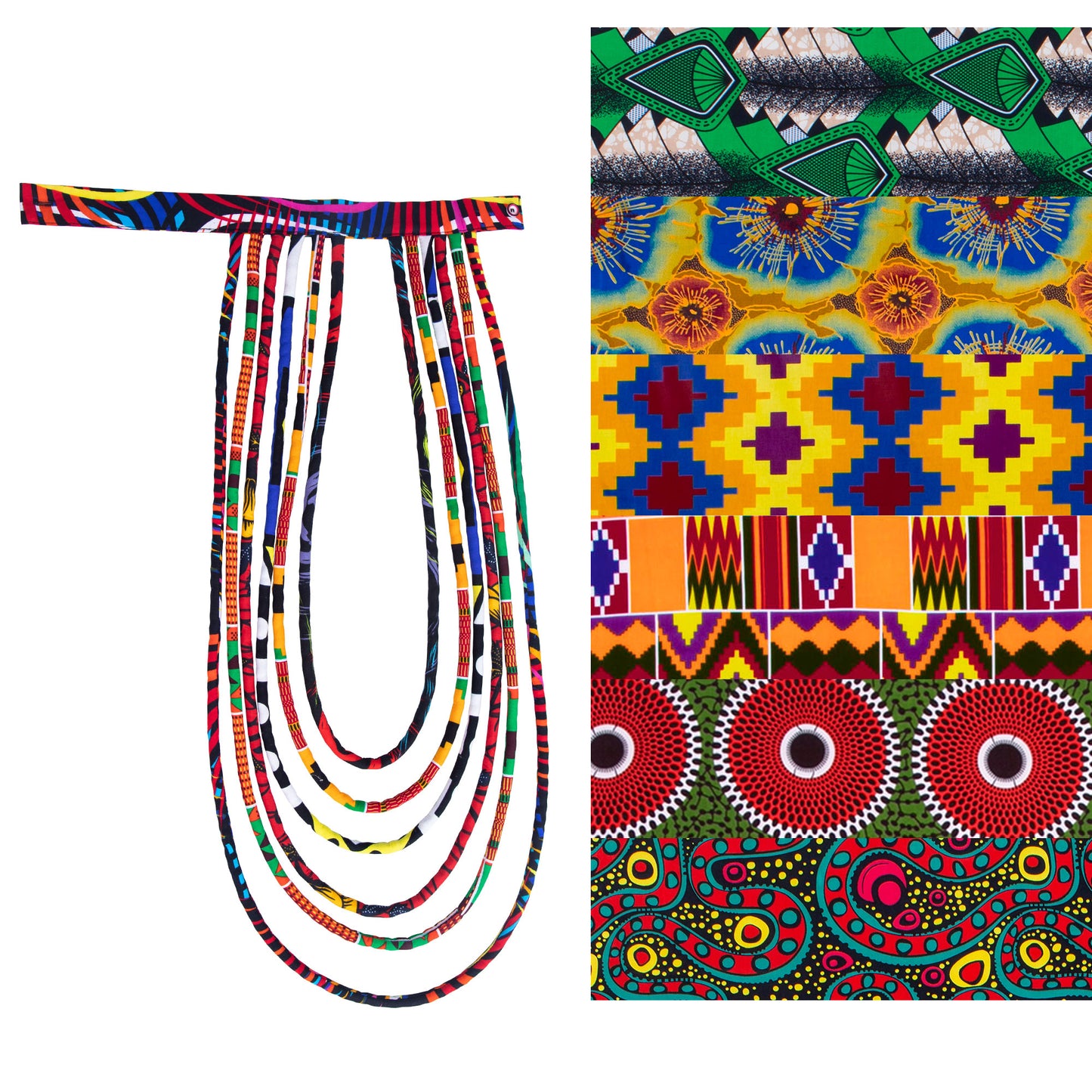 Colorful African Fabric Layered Statement Necklace for African Women Jewelry Accessories