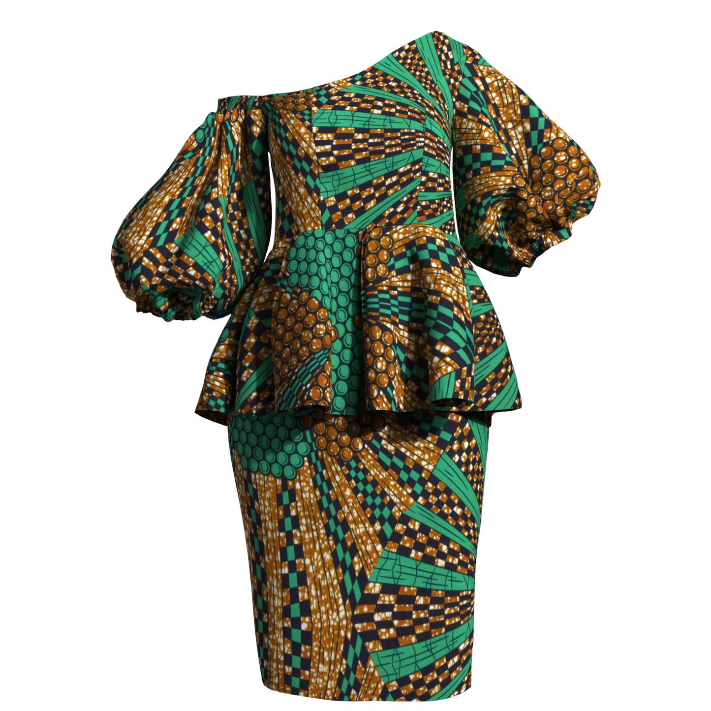 Slimming African Print Asymmetrical Neck Mini Skirt Two-Piece
