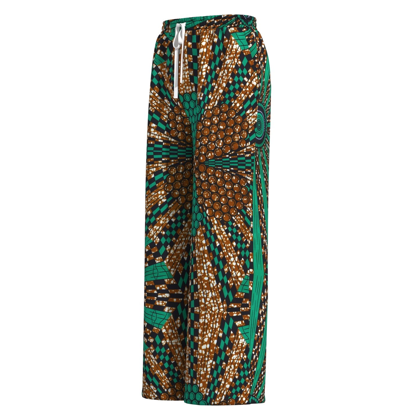 African Print Drawstring Waist Wide Leg Pants