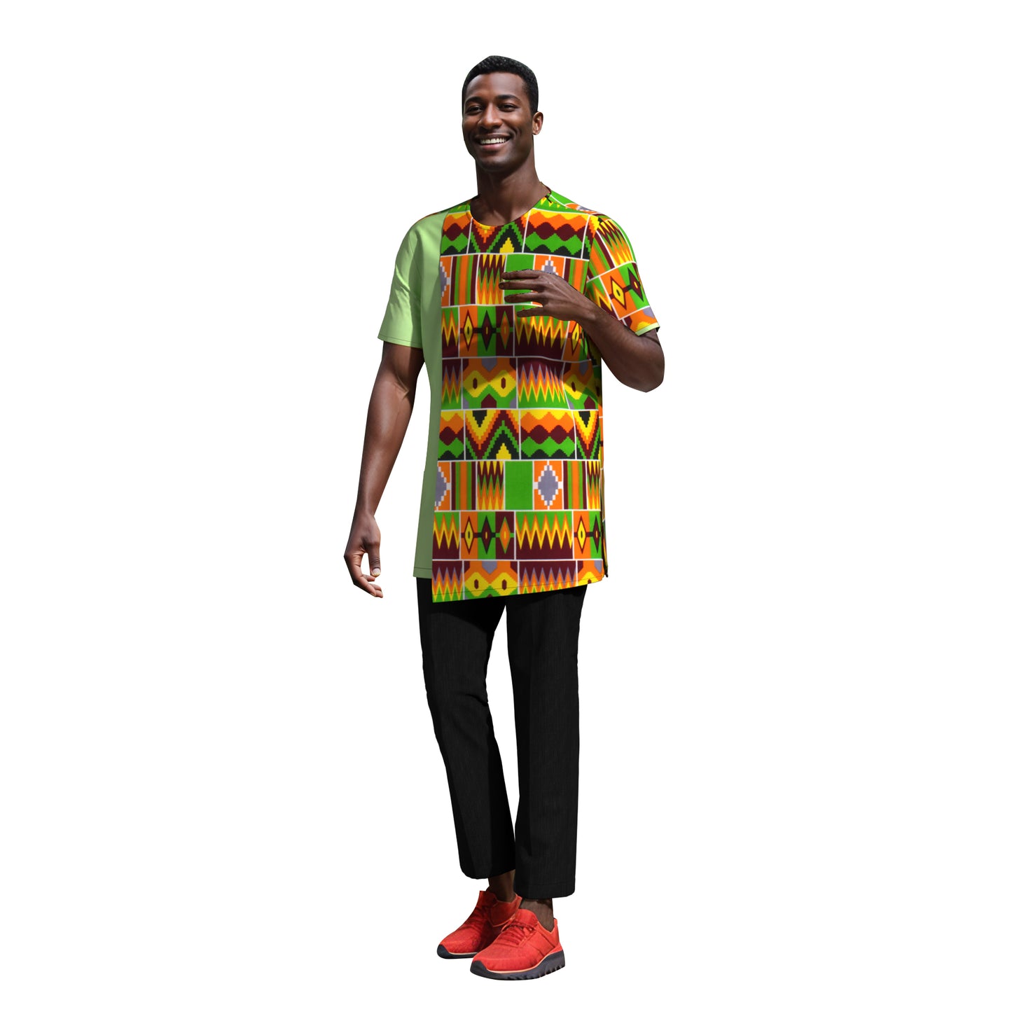 All-match Crew Neck African Print Men Shirt