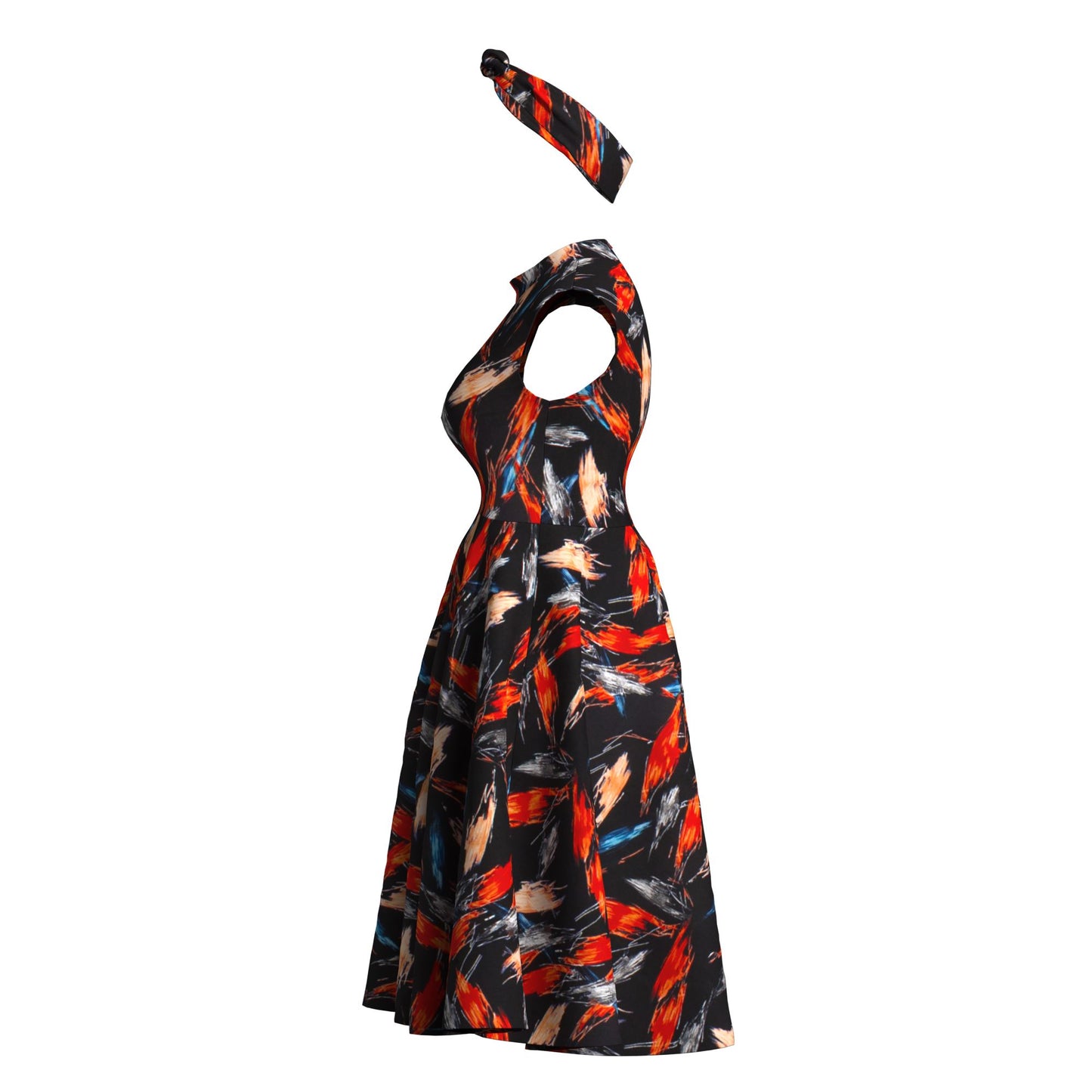 Ankara Print High Neck Sleeveless Midi Dress with Headband