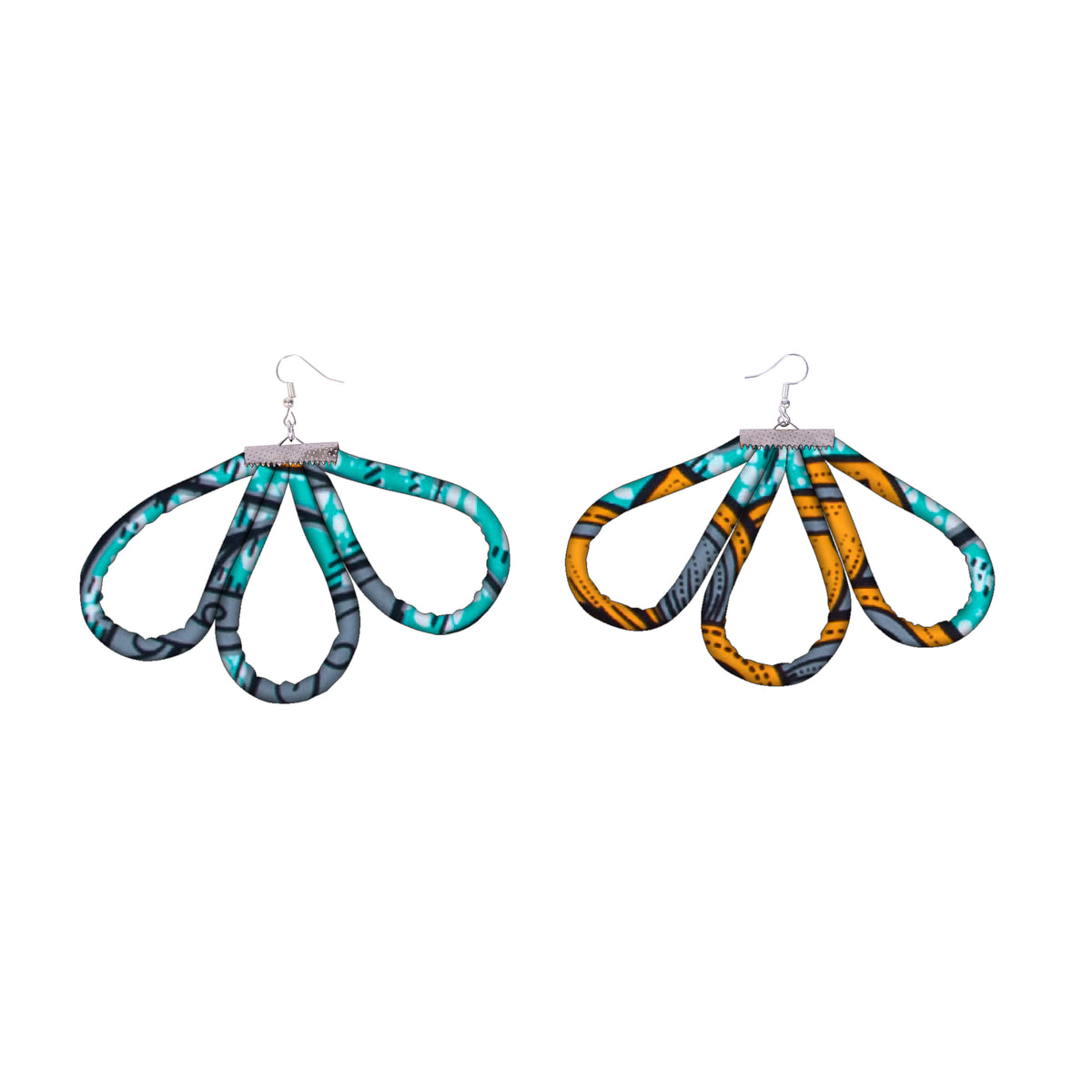 Women Handcrafted Kente Loop Drop Earrings, Colorful African Statement Accessories
