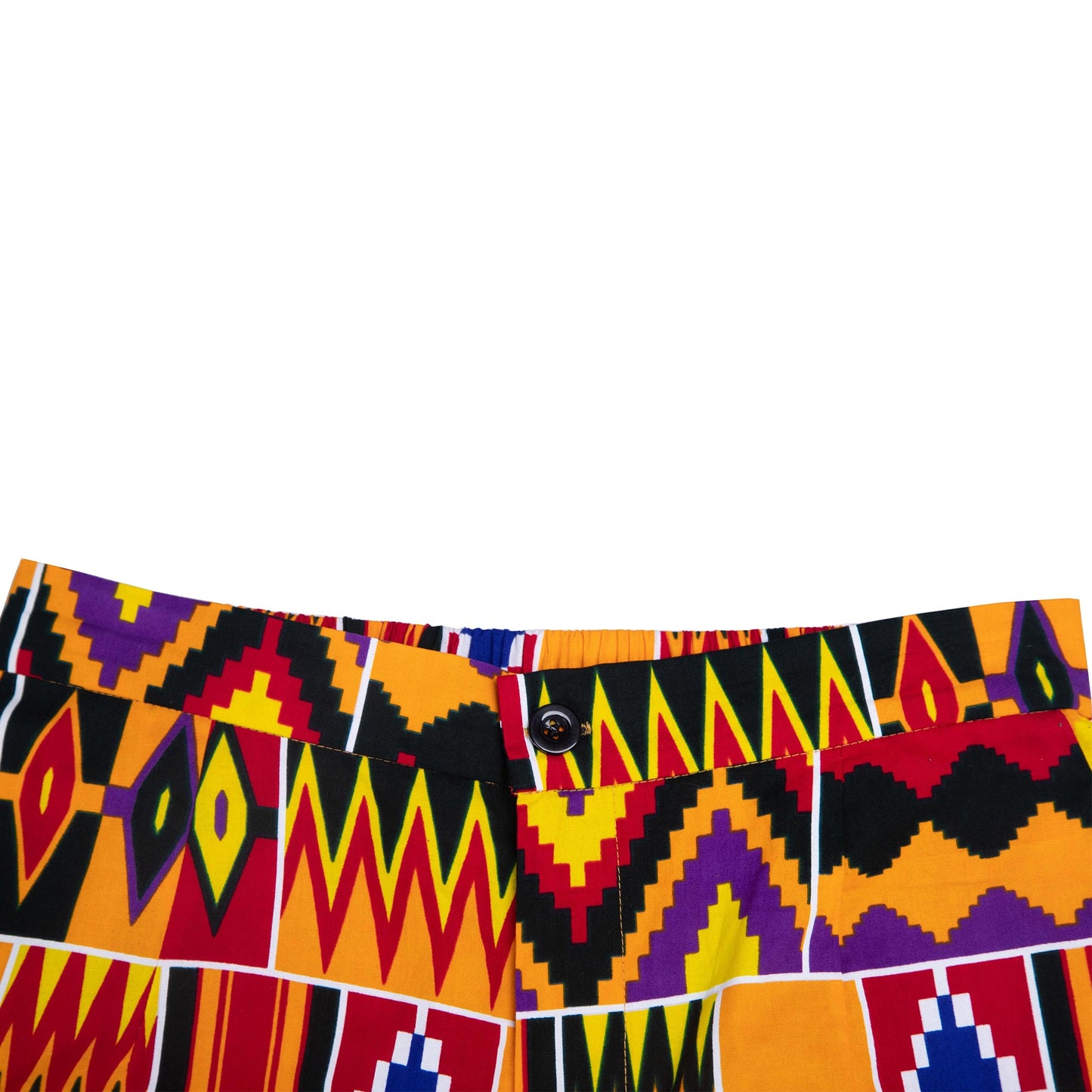 African Print Wide-Leg Pants with Detachable Ruffle