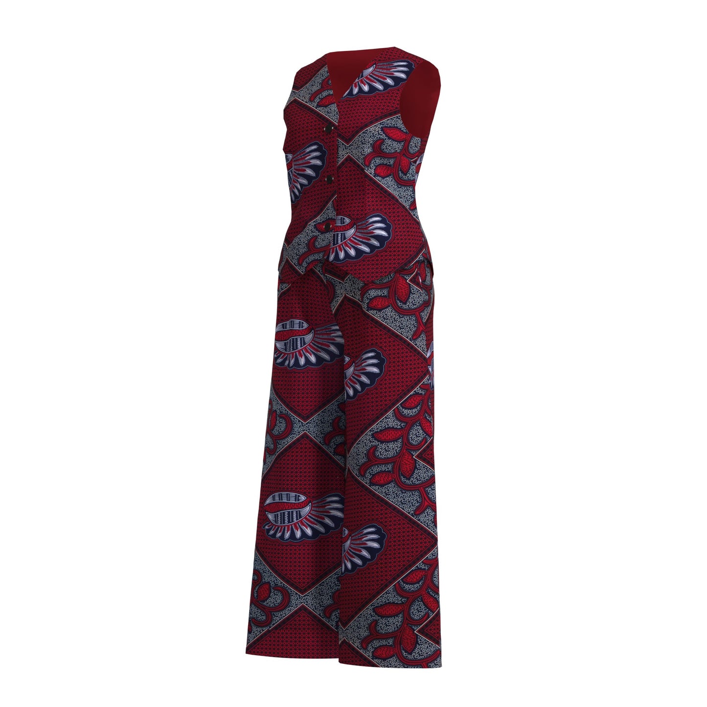 Ankara Print Sleeveless Vest & High Waist Pants Se