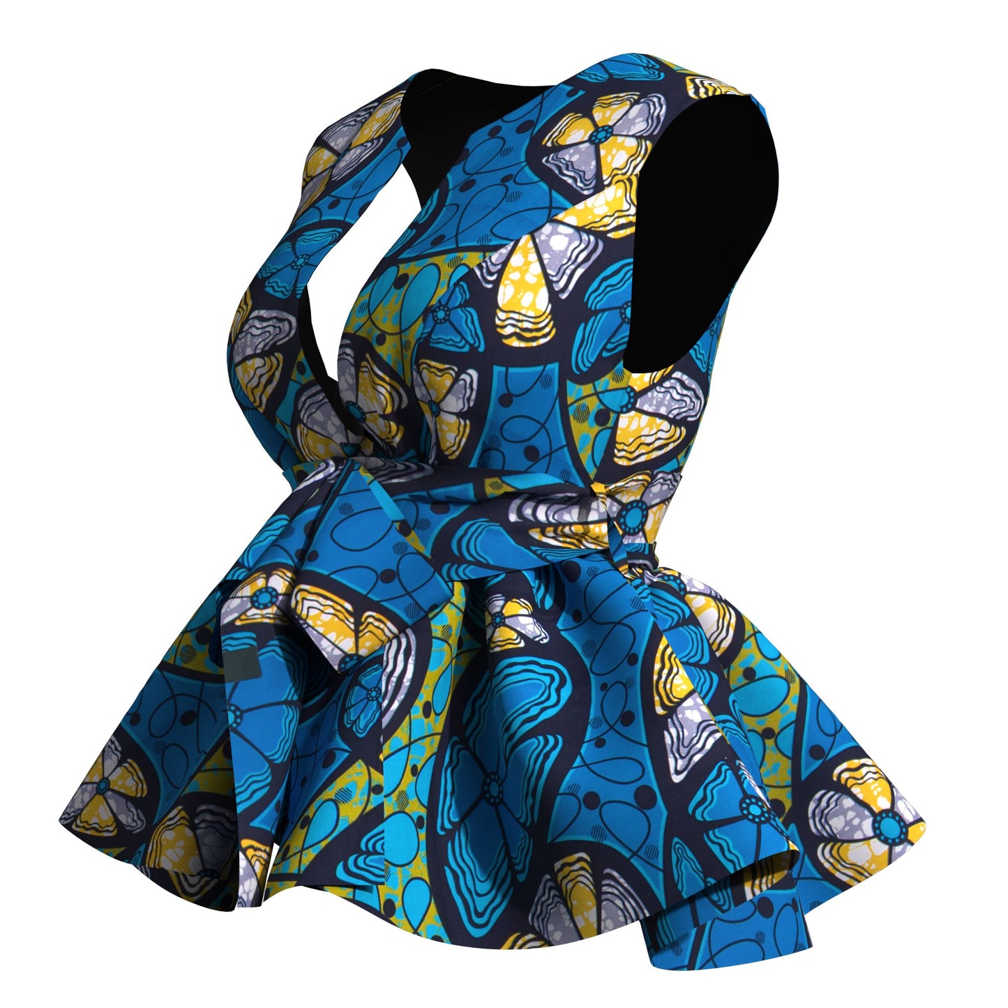 Elegant Afrocentric Print Peplum Top with Matching Belt