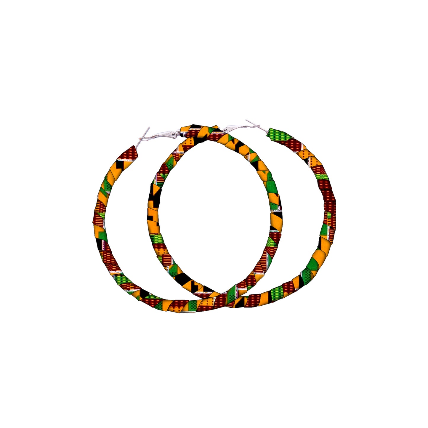 African Accessories Ankara Wax Print Fabric Wrapped Hoop Earrings